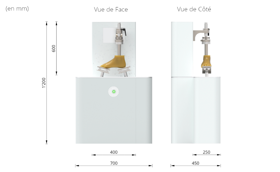 Prothèses de pied Machine d'essai Dimensions