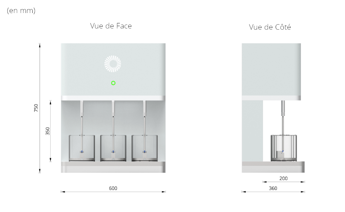 Dimensions du Système de Test Dentaire à 3 Stations