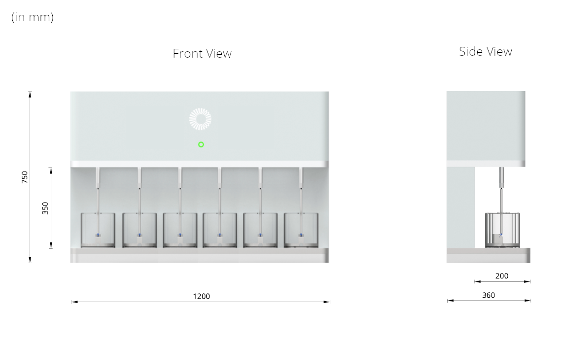 6 Station Dental Testing System Dimensions