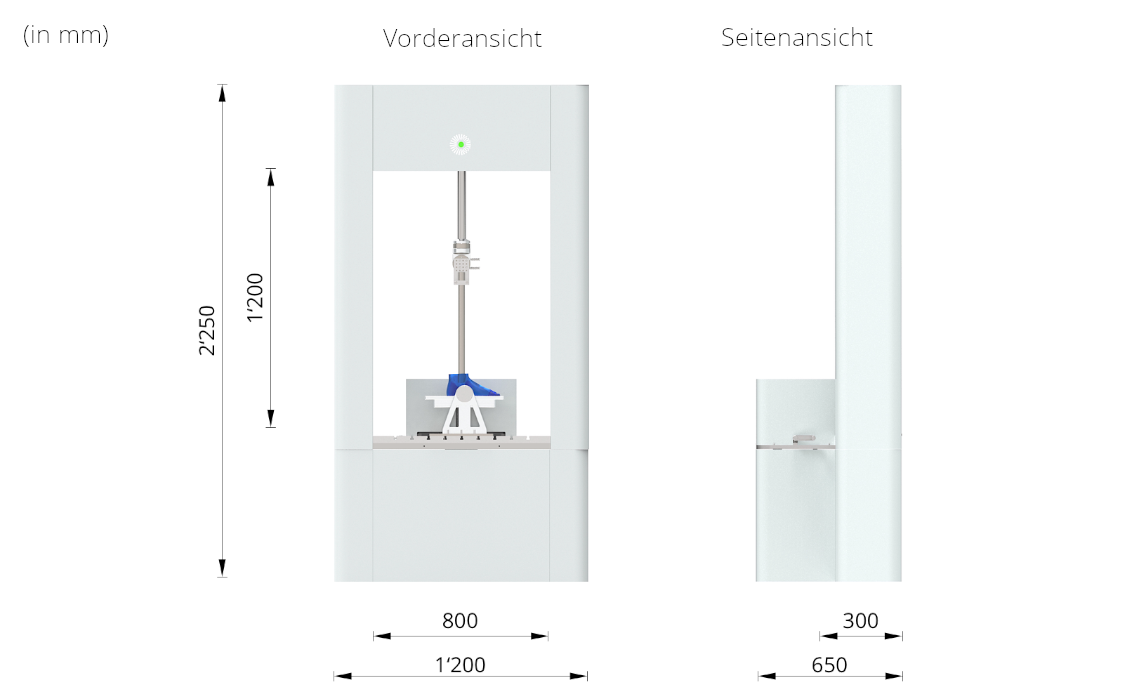 Fuss Knöchel Testmachine Dimensionen